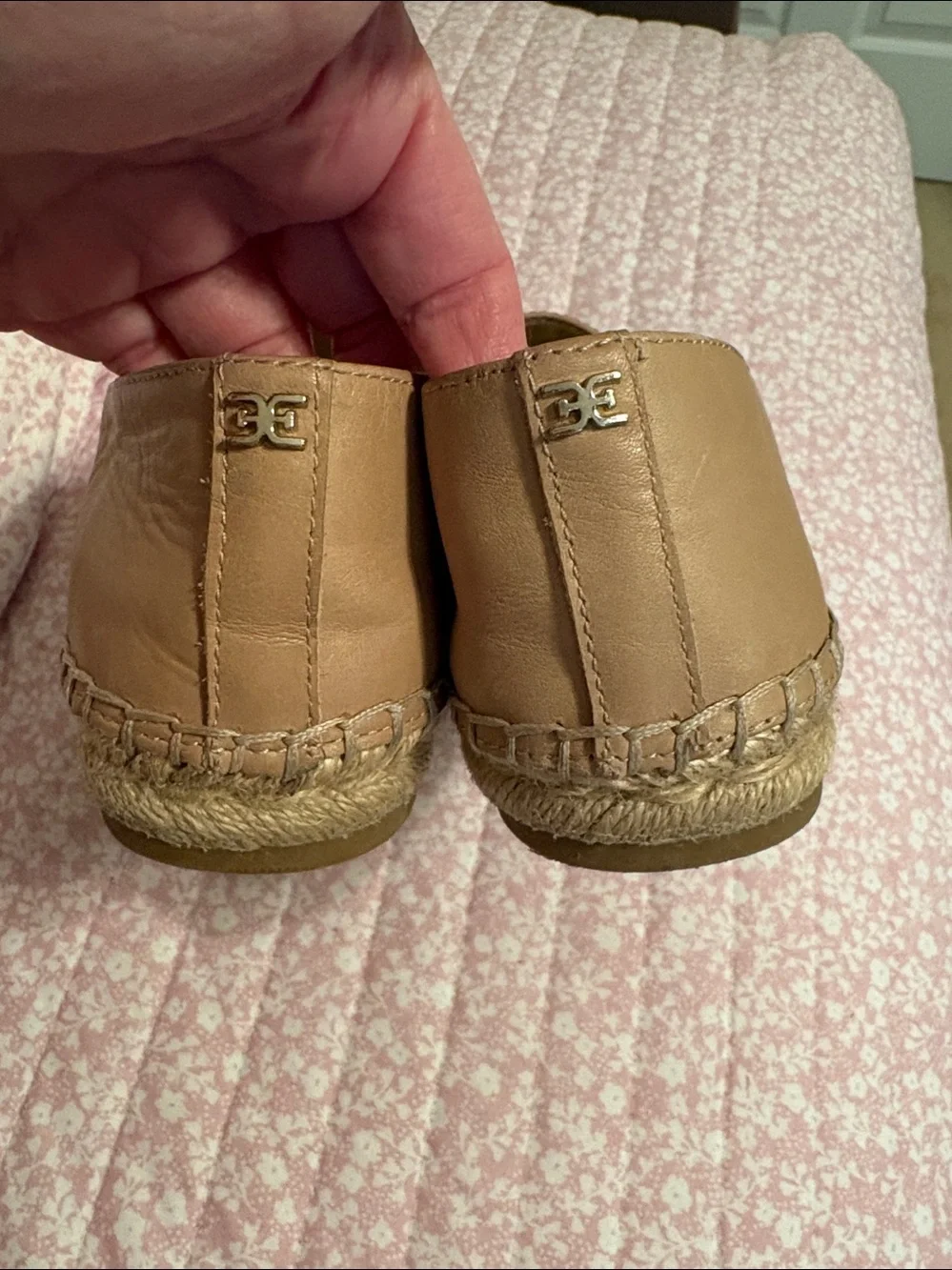 Sam Edelman Tan and Black Leather Espadrille Slip-Ons